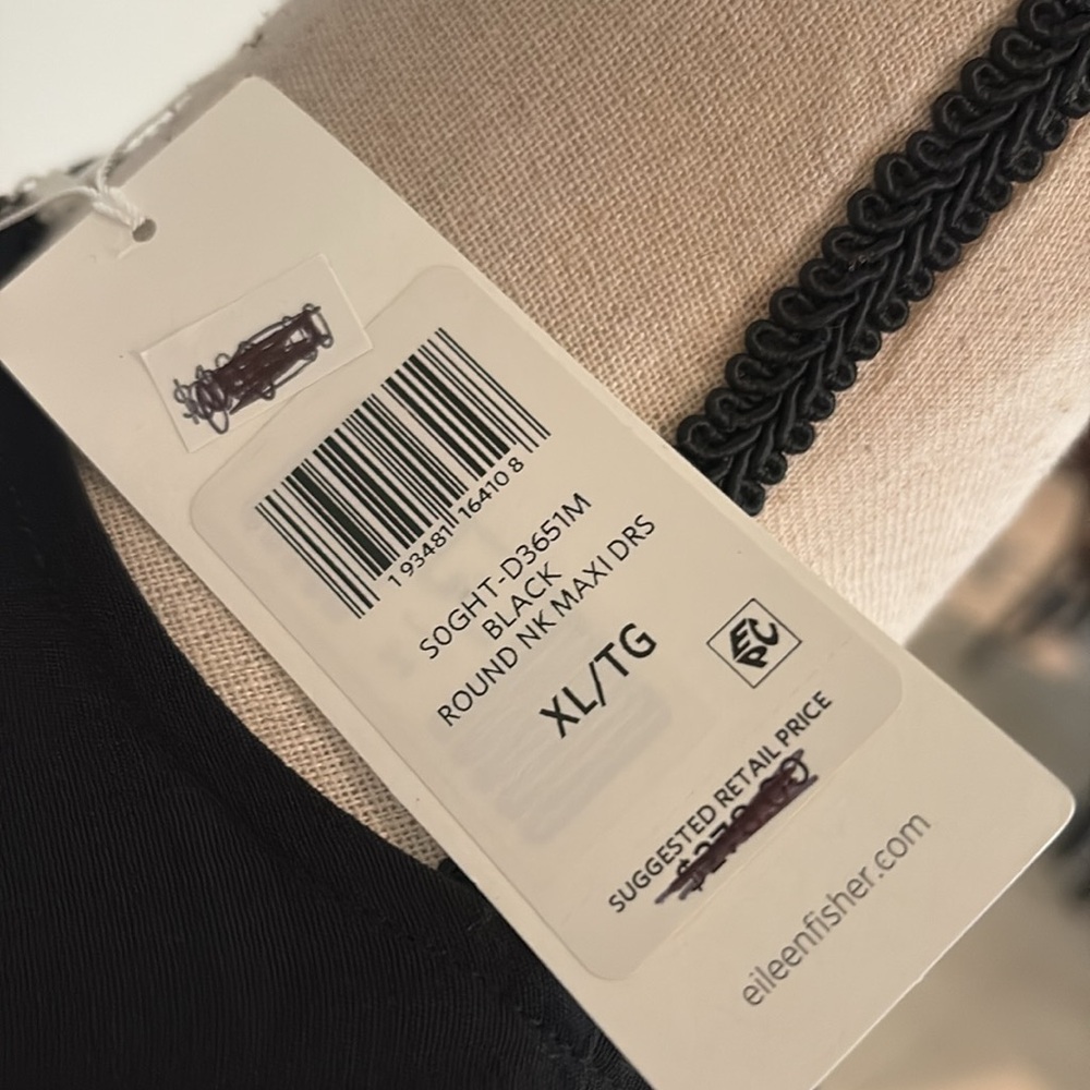 NWT $279 Eileen fisher black maxi dress XL 785 - Picture 4 of 8